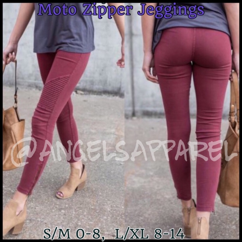 𝗠𝗼𝘁𝗼 𝗝𝗲𝗴𝗴𝗶𝗻𝗴𝘀 ~ with Ankle Zippers
AVAIL. COLORS~ BLACK, BURGUNDY, PINK, WHITE - Picture 7 of 8